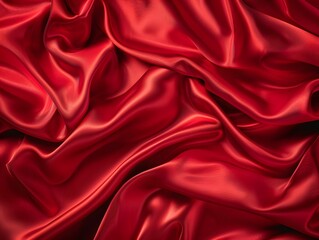 Obraz premium Red Silk Satin Fabric Draped Background