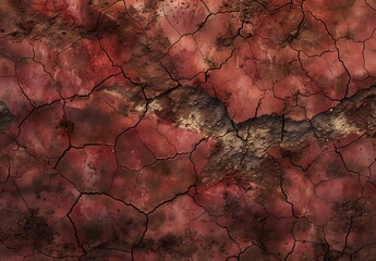 Fototapeta premium Cracked Red Soil Texture - High Resolution