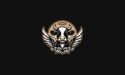 Fototapeta premium head cow with wings vector illustration artwork design