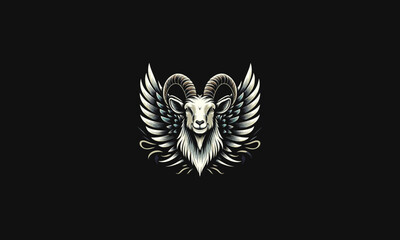 Obraz premium head goat with wings vector illustration artwork design