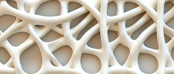 seamless pattern, Abstract close-up of interwoven organic structures in soft neutral tones, emphasizing intricate design and natural curves.