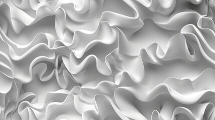 Obraz premium seamless pattern, Abstract white textured background featuring wavy and folded shapes in a seamless pattern, creating a dynamic and modern visual effect.