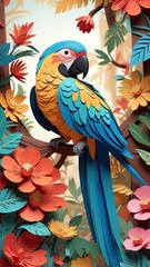 Fototapeta premium A mesmerizing paper-cut animation of the Parrot comes to life on the screen