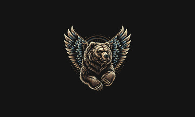 Obraz premium grizzly with wings vector illustration artwork design