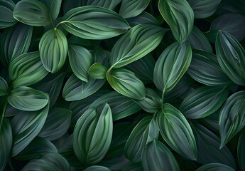 Obraz premium Vibrant Green Tropical Leaves Texture Background