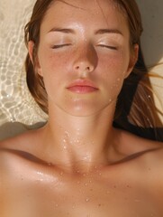 Relaxed woman with eyes closed enjoying spa treatment