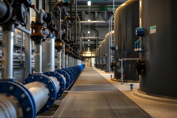 Industrial Water Treatment Facility: Showcasing the Automated Process of Wastewater Filtration and Purification for Clean and Safe Water