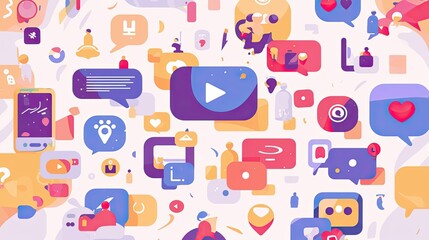 chatbot interface flat design top view AI communication cartoon drawing colored pastel