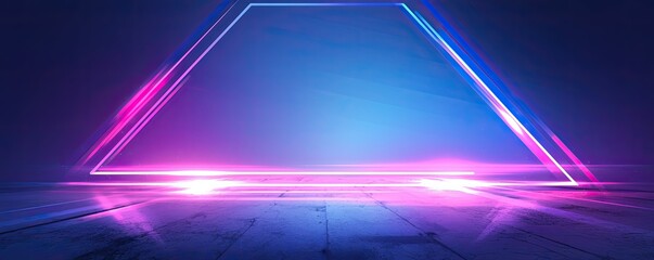 Fototapeta premium Empty display stage with lasers, Pop art, Bright colors, Vector graphic,