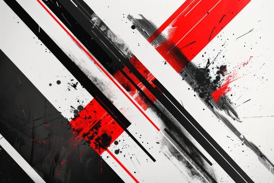 Abstract black white and red poster background