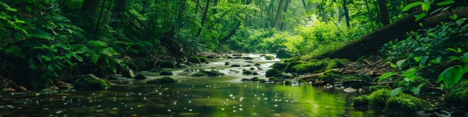 Lush Green Forest with Sunlight Filtering Through the Trees, Symbolizing Nature Conservation, Habitat Awareness, and Afforestation Efforts."