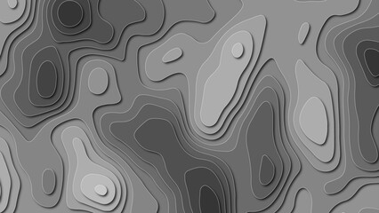 Topographic background for design black wave linear paper curved reliefs abstracts gray background, Abstract background with waves Geographic mountain relief. 