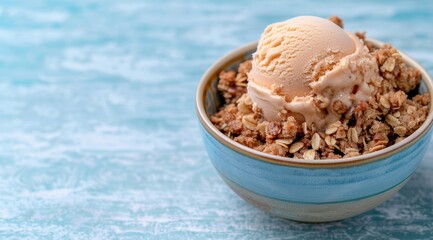 delicious homemade peach cobbler with ice cream