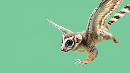 Fototapeta premium Sugar glider on green background