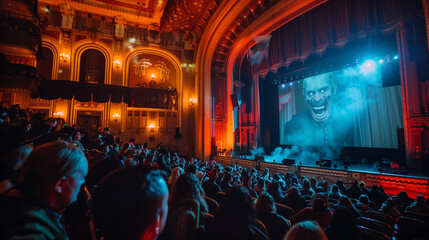 People watching ghost movies in the cinema