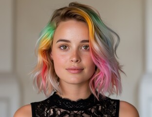 Vibrant hair colors and confident expression