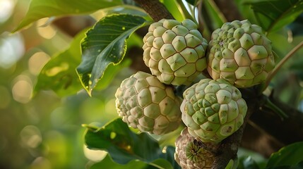 Fototapeta premium Closeup of Green Fruits on a Branch