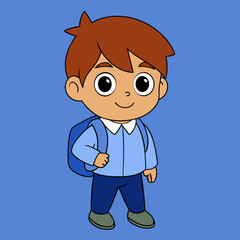 A Boy Going To School Vector Art Illustration