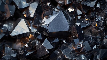 1. Dark, shiny uraninite crystals with a metallic luster