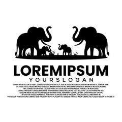 elephant silhouette  icon logo design