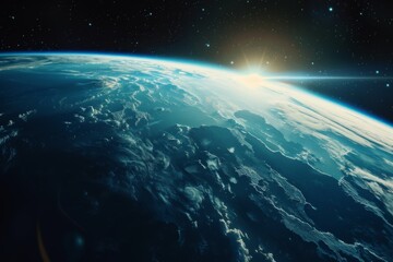 Fototapeta premium Astronomic Perspective: The Earth's Breathtaking Beauty as Seen from Space, Showcasing the Natural Wonders of Our Planet in the Vast Universe
