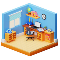 3D Isometric Room Illustration