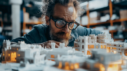 Augmented reality glasses on designers creating and manipulating 3D models, modern workspace with digital elements seamlessly integrated, high-tech environment.