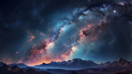 Naklejka premium Beautiful night sky banner: uncover a fresh perspective on the cosmos