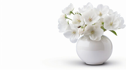 vase with beautiful white flowers file isolated on white background