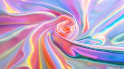 Obraz premium Iridescent fabric background featuring bright multi-colored fabric with a glossy sheen, reminiscent of a pastel colorful spectrum, 