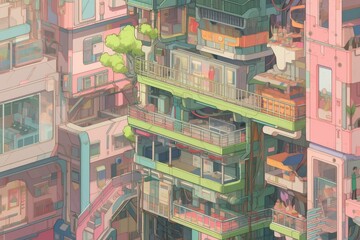 Stunning Architectural Background with Colorful and Aesthetic Designs to Enhance the Visual Appeal of Online Meetings and Video Call Wallpapers