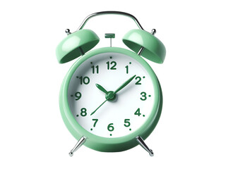 PNG 3d analog green alarm clock timer isolated on transparent background