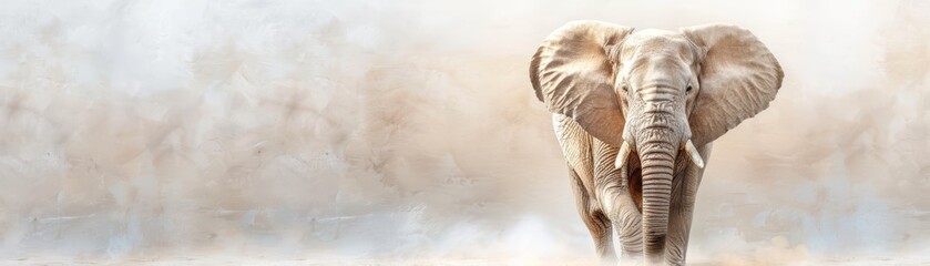 Obraz premium Elephant Walking Towards Camera in Desert