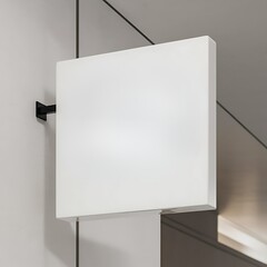A white blank sign board mockup mounted on the wall generated by ai 