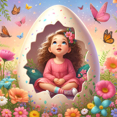 little girl with a bouquet of flowers