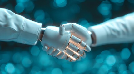 Human and Robot Handshake Symbolizing Collaboration