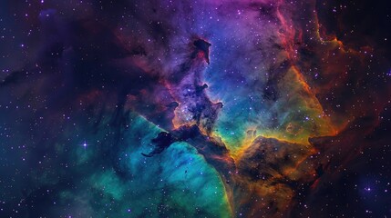 Fototapeta premium Journey through the cosmos and witness the vibrant colors of a space galaxy cloud nebula, its ethereal beauty and cosmic grandeur captivating the senses and inspiring awe in all who gaze upon it, 
