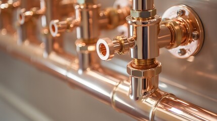 4. Copper pipes and fittings with a polished finish