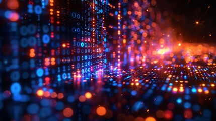 Fototapeta premium Abstract Binary Code and Lights Background