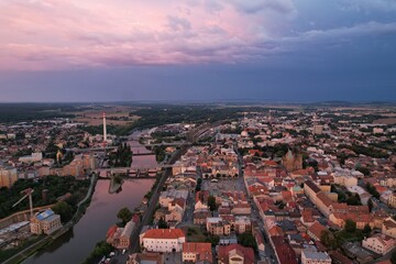 Obraz premium Kolin historical town and city center,aerial panorama landscape view,Bohemia,Czech republic,Europe