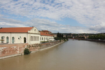 Naklejka premium Bassano del Grappa Italy 09/11/2023. The city is located among the mountains and hills of the Veneto, on the banks of the Brenta River.