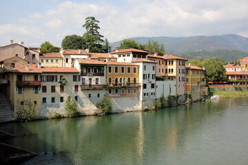 Obraz premium Bassano del Grappa Italy 09/11/2023. The city is located among the mountains and hills of the Veneto, on the banks of the Brenta River.