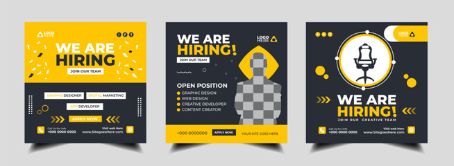 We are hiring job vacancy social media post banner design template with  beauty color. We are hiring job vacancy marketing web banner square flyer design.