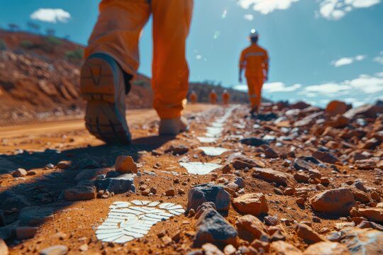 Footpath with white footprints