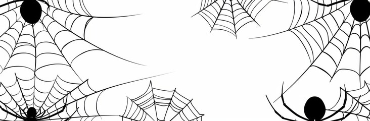 Fototapeta premium white background, clear lines, simple vector illustration of cobwebs on the sides, black outline on a white background