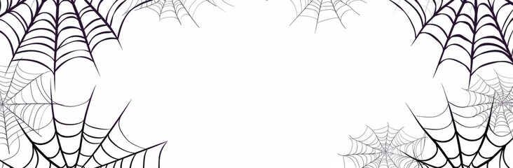 Obraz premium white background, clear lines, simple vector illustration of cobwebs on the sides, black outline on a white background