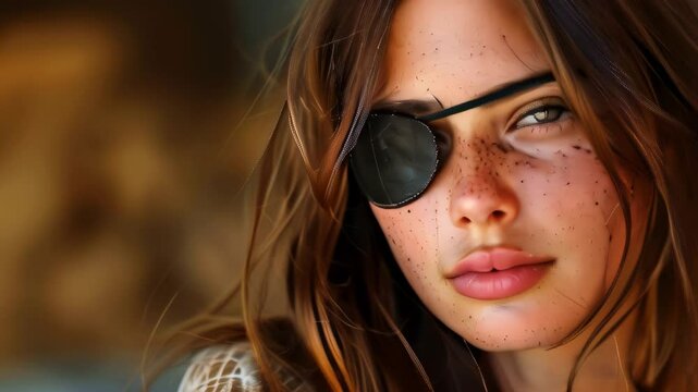 Woman wearing an eye patch
