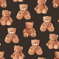 SEAMLESS CUTE TEDDY BEARS PATTERN 240707
