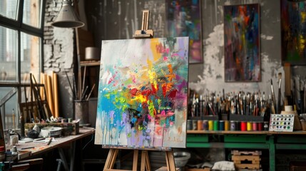 Abstract Painting in an Artist's Studio