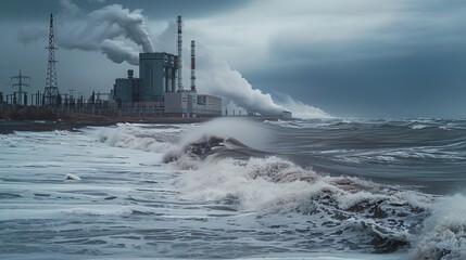 Oceanic Energy Clash Power Plant Battling Nature's Fury